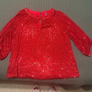 Vince Camuto Red Sequin Blouse